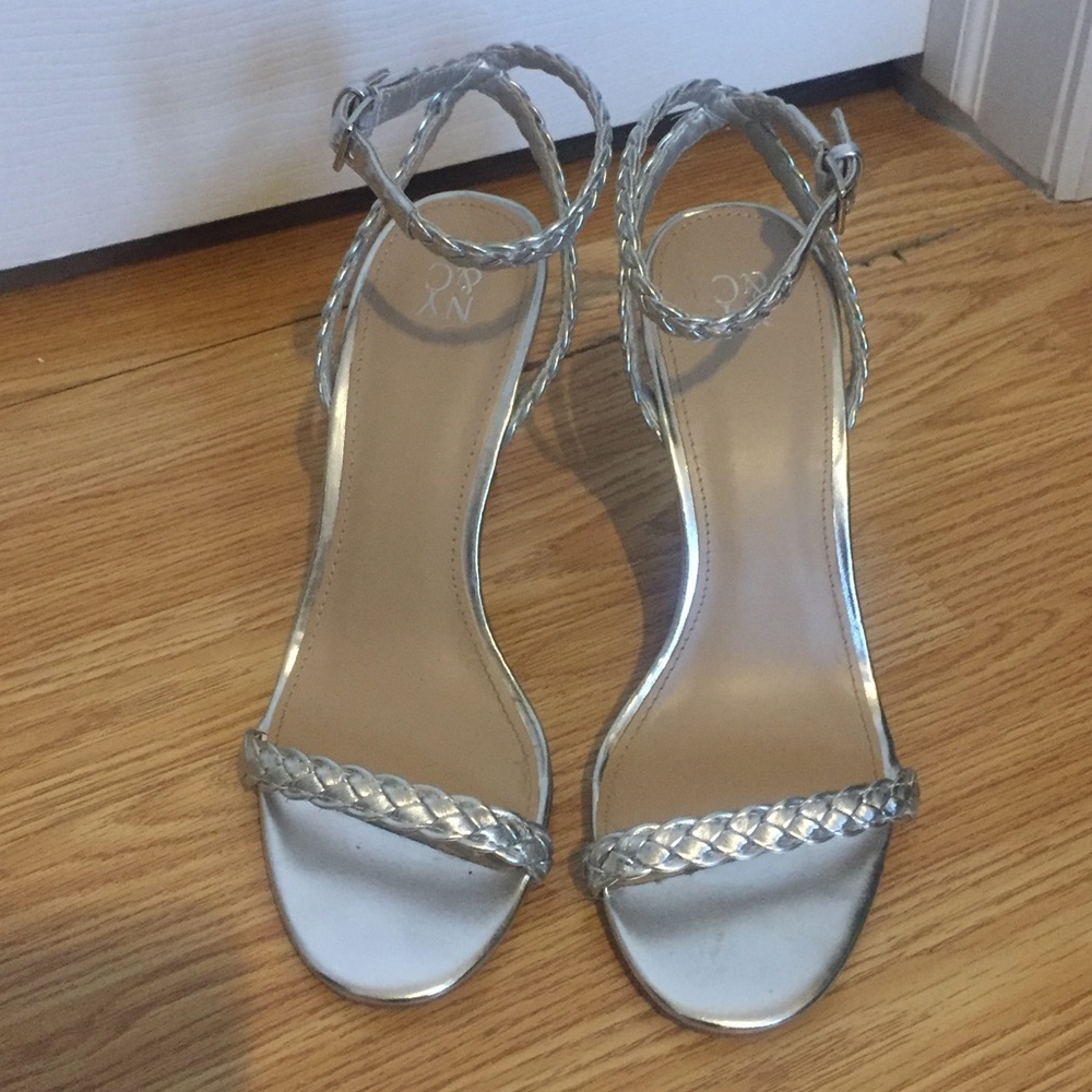 NY & Company silver braided heels, worn once!
